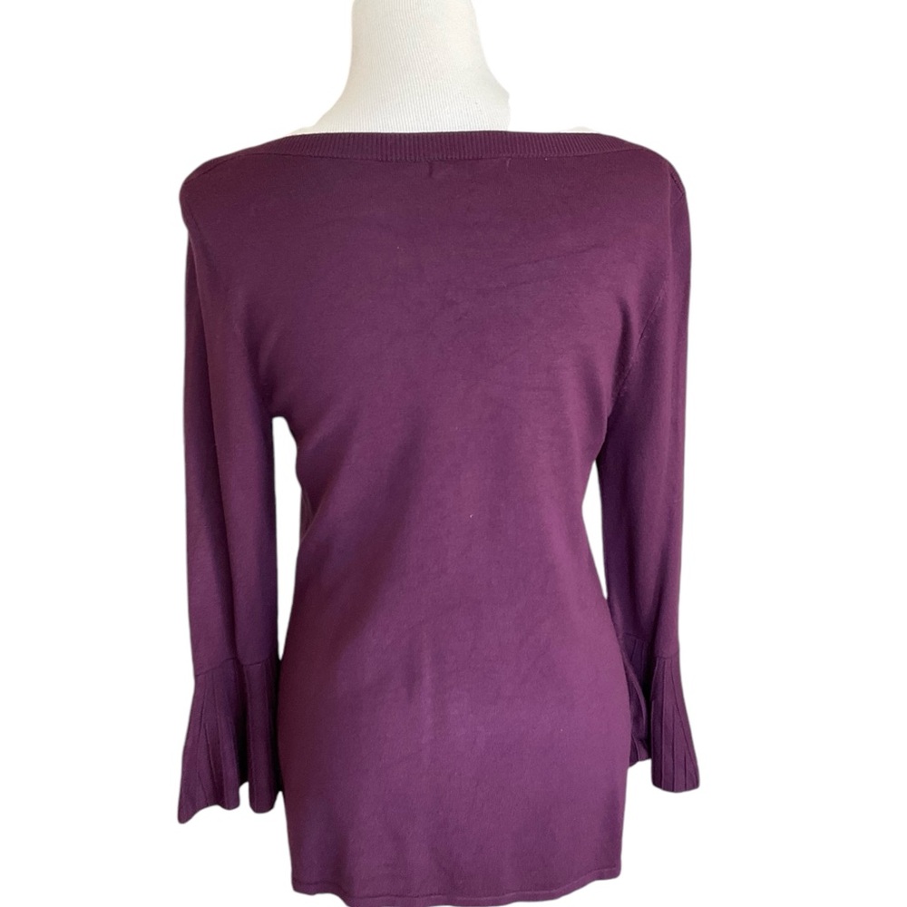 41 Hawthorn Stitch Fix Tamzen Bell Sleeve Boatneck Sweater Size S Dark Purple - Picture 3 of 10